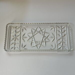1950s VTG Rectangular Pinwheel Cut Glass Crystal Appetizer Relish Tray Platter